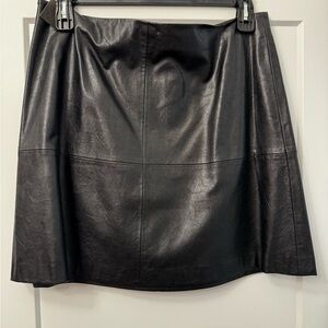 Vince Camuto Black A-Line Leather Skirt